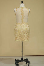 Load image into Gallery viewer, 2024 Scoop With Applique Sheath Prom Dresses Lace Short/Mini