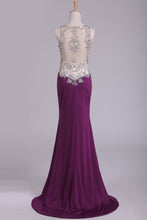 Load image into Gallery viewer, 2024 Sheath V Neck Prom Dresses Spandex With Beads Sweep Train