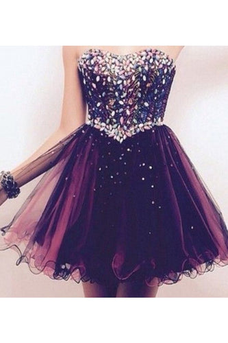 2024 Sweetheart Homecoming Dresses A Line Tulle With Beads Short/Mini