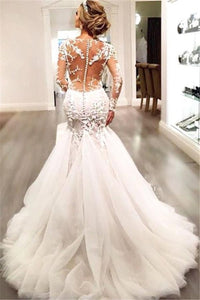 2024 V Neck Wedding Dresses Mermaid/Trumpet With Applique And Beads Sweep Train