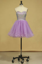 Load image into Gallery viewer, 2024 A Line Sweetheart Homecoming Dresses Tulle With Rhinestone Short/Mini