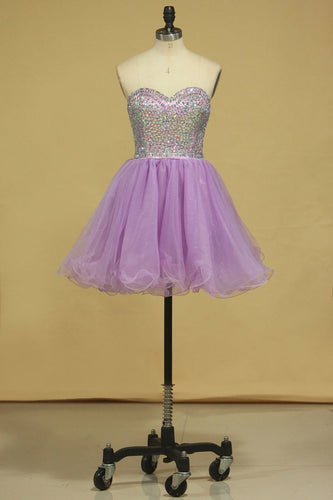 2024 A Line Sweetheart Homecoming Dresses Tulle With Rhinestone Short/Mini