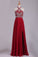 2024 Halter Prom Dresses Beaded Bodice A Line Chiffon With Slit