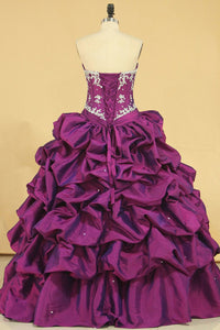 2024 Ball Gown Sweetheart Floor Length Quinceanera Dresses With Ruffle And Beading