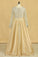 2024 Prom Dresses V Neck Long Sleeves A Line Taffeta With Beading Floor-Length
