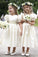 Vintage Juliet Sleeves Tea Length Round Neck Satin Flower Girl Dresses, Little Dresses SRS15606