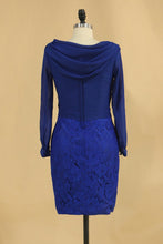 Load image into Gallery viewer, 2024 Lace &amp; Chiffon Cowl Neck Mother Of The Bride Dresses Long Sleeves Sheath