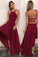 Unique A Line Burgundy High Low Sleeveless Backless Prom Dresses, Cheap Evening Dresses SRS15450