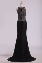 Load image into Gallery viewer, 2024 New Arrival Scoop Prom Dresses Mermaid Beaded Bodice Sweep Train Lace