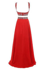 Load image into Gallery viewer, Long Prom Dress 2024 Two Pieces Maxi Chiffon Evening Gowns with Beads RS197