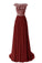 2024 Hot Cap Sleeves Prom Dresses Scoop A Line With Beads Sweep Train