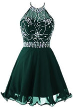 Load image into Gallery viewer, 2024 A Line Cute Homecoming Dress Halter Short/Mini Chiffon&amp;Tulle Beaded Bodice