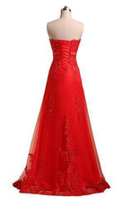 Load image into Gallery viewer, Sweetheart Pretty A-line Strapless Prom Dresses Applique Prom Dress Long Prom Dresses RS758