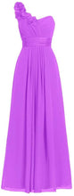 Load image into Gallery viewer, One Shoulder flowers Long Prom Dress with Flowers RS228