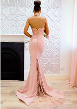 Load image into Gallery viewer, Sexy Long Halter Lace Mermaid Bridesmaid Dresses Cheap Custom Long Bridesmaid Dresses RS99