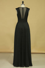 Load image into Gallery viewer, 2024 A Line V Neck Floor Length Prom Dresses Chiffon