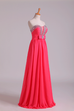 Load image into Gallery viewer, 2024 Prom Dresses Sweetheart A Line Chiffon With Ruffles Floor Length