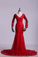 2024 V-Neck Evening Dresses Mermaid With Applique Lace And Tulle Burgundy/Maroon New