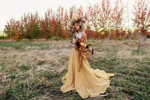 Load image into Gallery viewer, Chic Two Pieces Yellow Long Country Wedding Dresses With Lace, Cheap Prom Dresses SRS15508