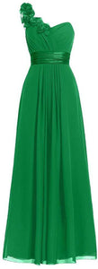 One Shoulder flowers Long Prom Dress with Flowers RS228