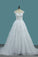 2024 Tulle Scoop A Line Wedding Dresses With Applique And Beads Court Train