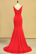 Load image into Gallery viewer, 2024 Mermaid Off The Shoulder Red Spandex Evening Dresses