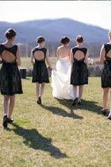 Simple Hot Scoop Open Back Lace Black Short Bridesmaid Dresses RS463