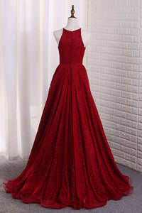 2023 New Arrival Lace Halter Prom Dress High Low Zipper Up