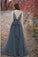 V-Back Tulle Gray Charming Popular Pretty Evening Long Prom Dresses Online PD0140