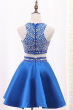 Load image into Gallery viewer, 2023 Homecoming Dresses A-Line Scoop Satin Beads&amp;Sequins Short/Mini