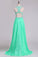 2024 Sexy Open Back Scoop Prom Dresses A Line Chiffon With Applique Floor Length