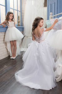 2024 Asymmetrical Scoop With Applique Flower Girl Dresses A Line Tulle