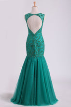 Load image into Gallery viewer, 2024 Scoop Beaded Bodice Prom Dresses Mermaid Tulle Floor Length