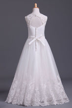 Load image into Gallery viewer, 2024 Scoop Flower Girl Dresses A Line Tulle Ankle Length With Applique