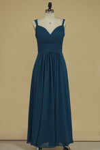 Load image into Gallery viewer, 2024 Spaghetti Straps Bridesmaid Dresses Chiffon With Ruffles Floor Length