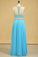 2024 Two-Piece Scoop Prom Dresses A Line Open Back Chiffon & Tulle With Beading