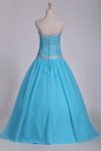 Load image into Gallery viewer, 2024 Tulle Floor Length Sweetheart Beaded Bodice Prom Gown A Line