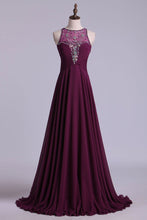 Load image into Gallery viewer, 2024 Scoop A-Line Prom Dresses With Beads And Ruffles Chiffon