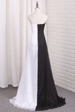 Load image into Gallery viewer, 2024 Sexy Bicolor High Slit With Ruffles Sweep Train Chiffon Prom Dresses