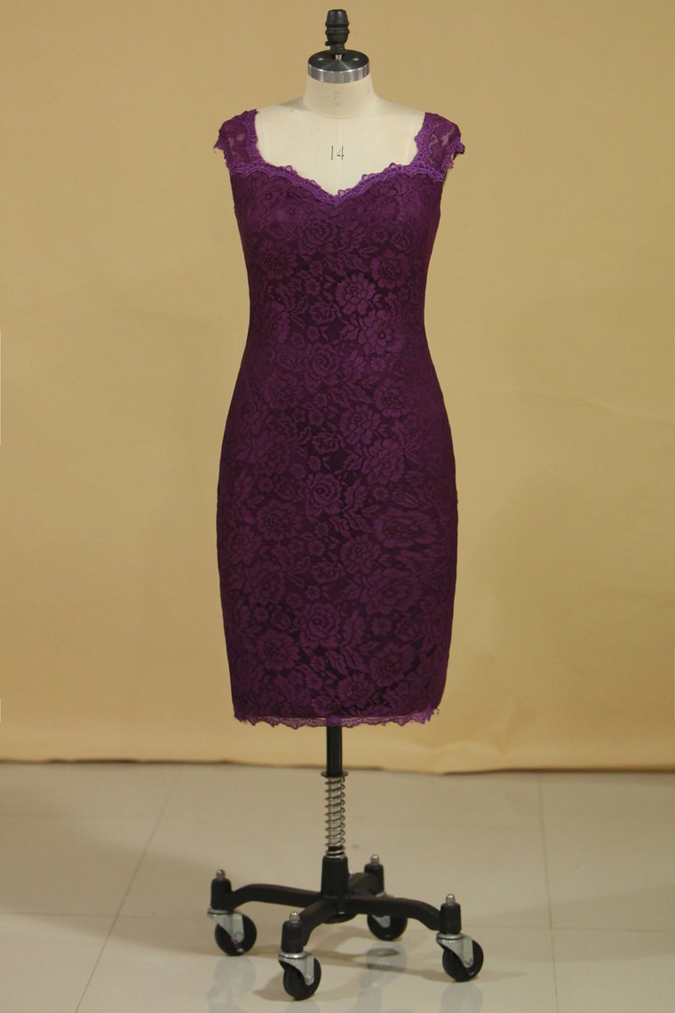 2024 Plus Size Off The Shoulder Lace Evening Dresses Sheath/Column With Applique Grape