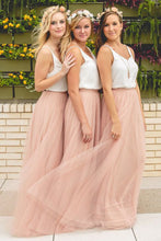 Load image into Gallery viewer, 2024 Bridesmaid Dresses V Neck Tulle Floor Length A Line Bicolor