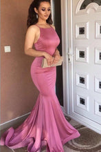 Load image into Gallery viewer, 2023 Mermaid Evening Dresses Spaghetti Straps Elastic Satin Sweep Train