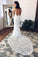 V-Neck Open Back Sheath Ivory Lace Long Wedding Dresses Bridal Gowns
