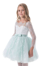 Load image into Gallery viewer, 2024 Flower Girl Dresses A Line Boat Neck Long Sleeves Lace Short/Mini