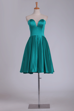 Load image into Gallery viewer, 2024 A Line Sweetheart Satin Short/Mini Homecoming Dresses