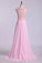 2024 Beaded Bodice Bateau Prom Dresses Chiffon Floor Length