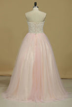 Load image into Gallery viewer, 2024 Prom Dresses Sweetheart Beaded Bodice A Line Tulle Sweep Train