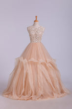 Load image into Gallery viewer, 2024 Scoop Ball Gown Tulle Floor Length With Beading Floor Length