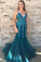 Spaghetti Straps Sweep Train Tulle Prom Dress With Beading Mermaid Formal SRSPTEYM3D7