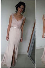Load image into Gallery viewer, Mermaid Pink Lace Cheap Sweetheart Slit Floor-Length Sleeveless Prom Dresses RS985